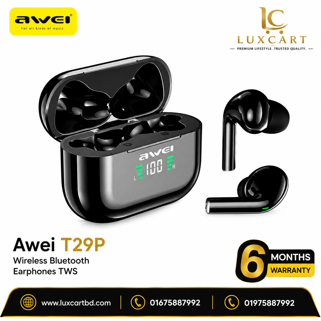 Awei T29P Wireless Bluetooth Earphones TWS